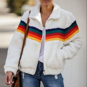 Paper Crane Rainbow Sherpa Jacket